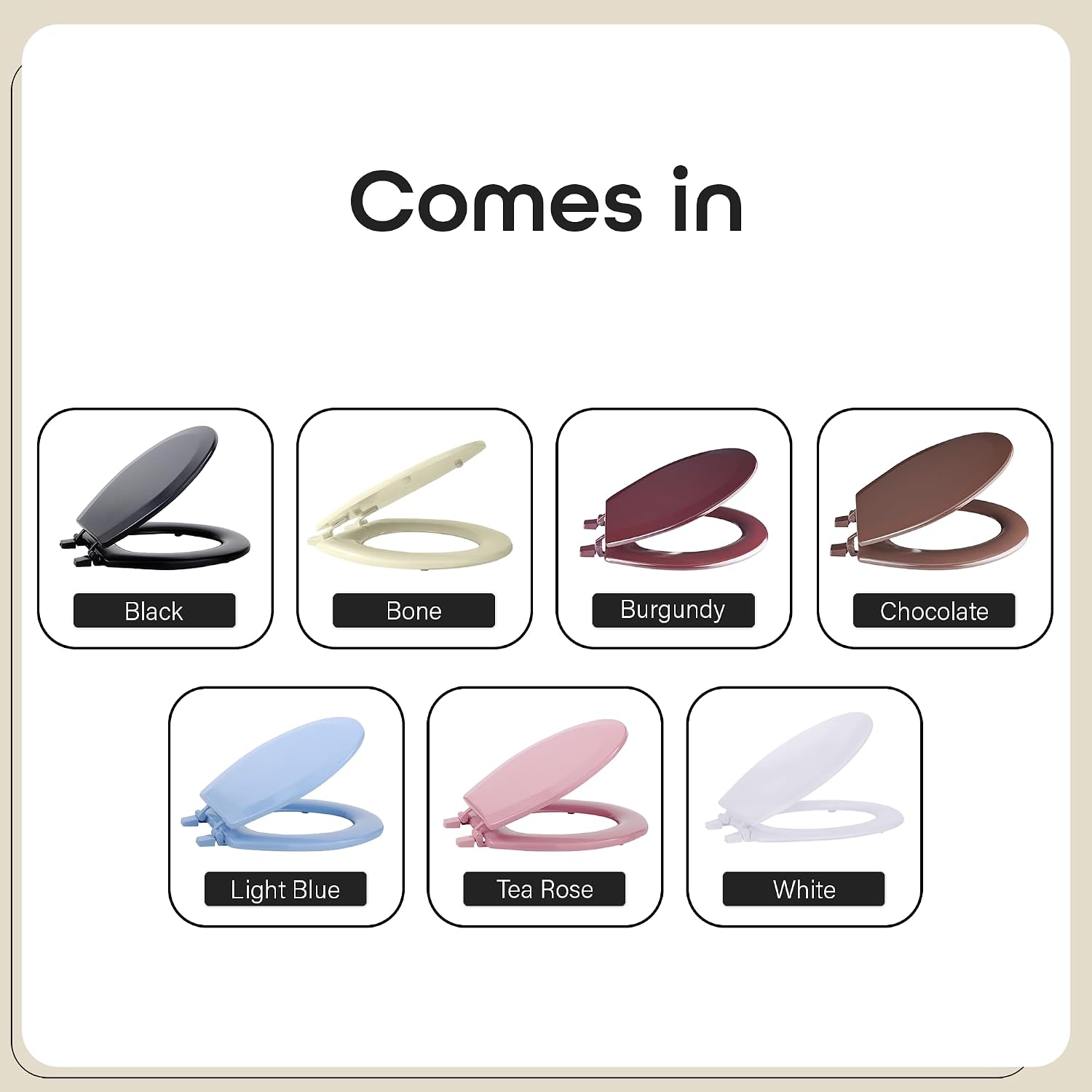 Soft Elongated Vinyl Toilet Seat, Black - 19 Inch Soft Vinyl Cover with Comfort Foam Cushioning - Fits All Elongated Size Fixtures - Easy to Install Fantasia by Achim Home Decor