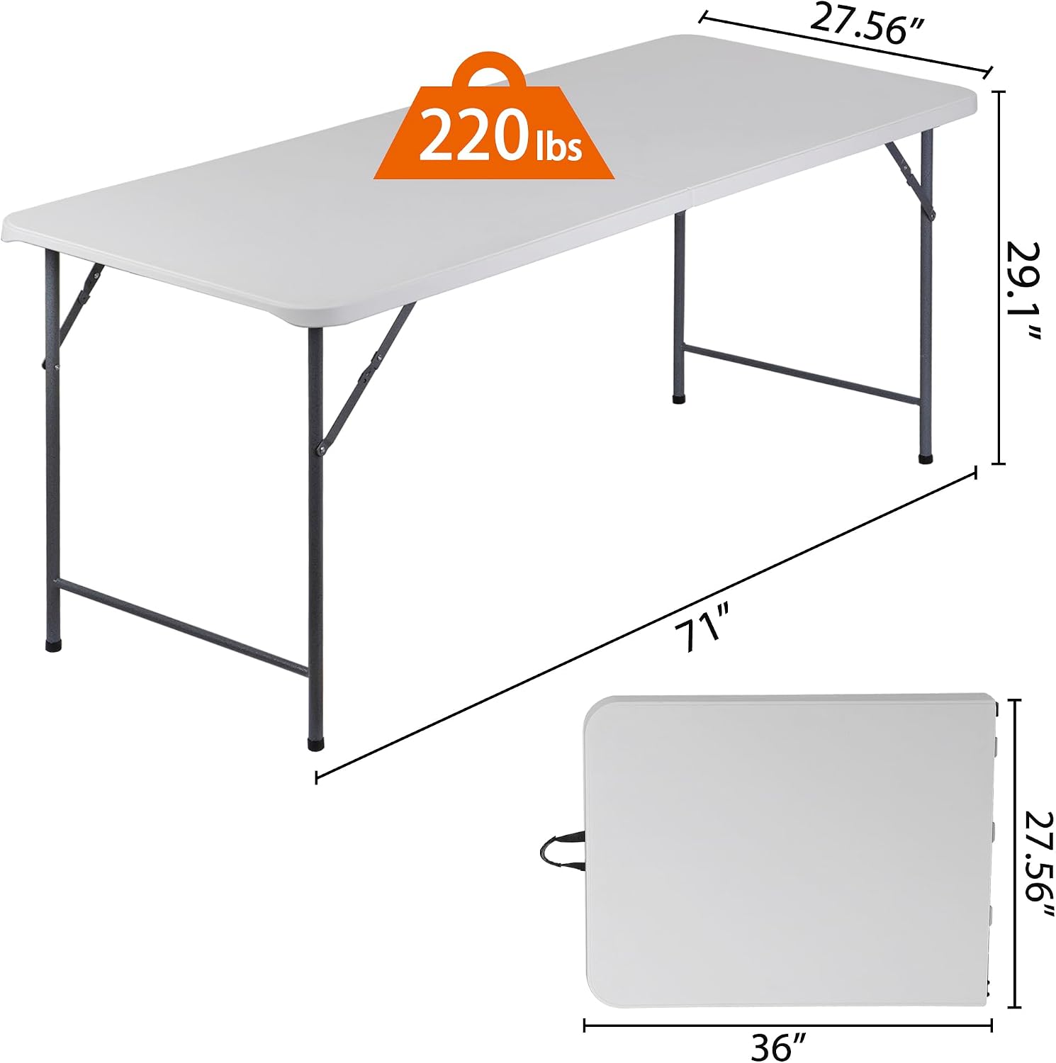 ZenStyle 3 ft Indoor Outdoor Heavy Duty Portable Plastic Folding Table