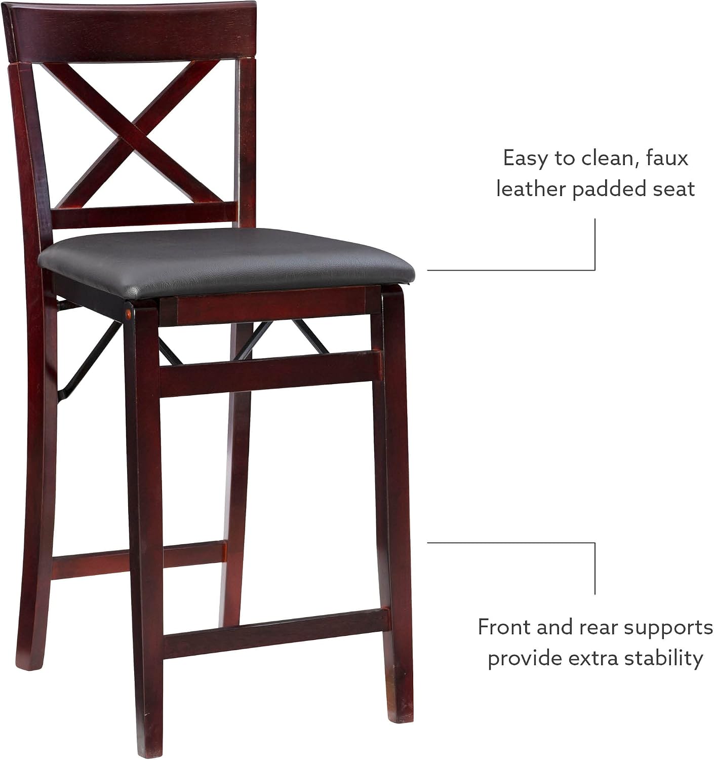 Linon Triena X Back Folding Counter Stool, Brown
