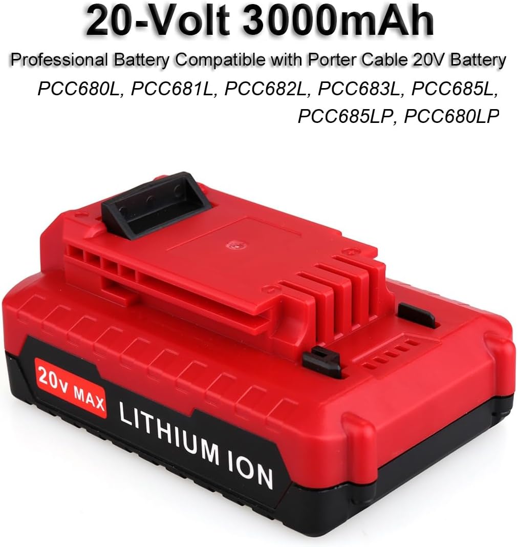 Biswaye 2 Pack 20V Lithium Battery Compatible with Porter Cable 20V Tools | PCC680L 20 Volt MAX Lithium Replacement Compatible with Porter Cable 20V