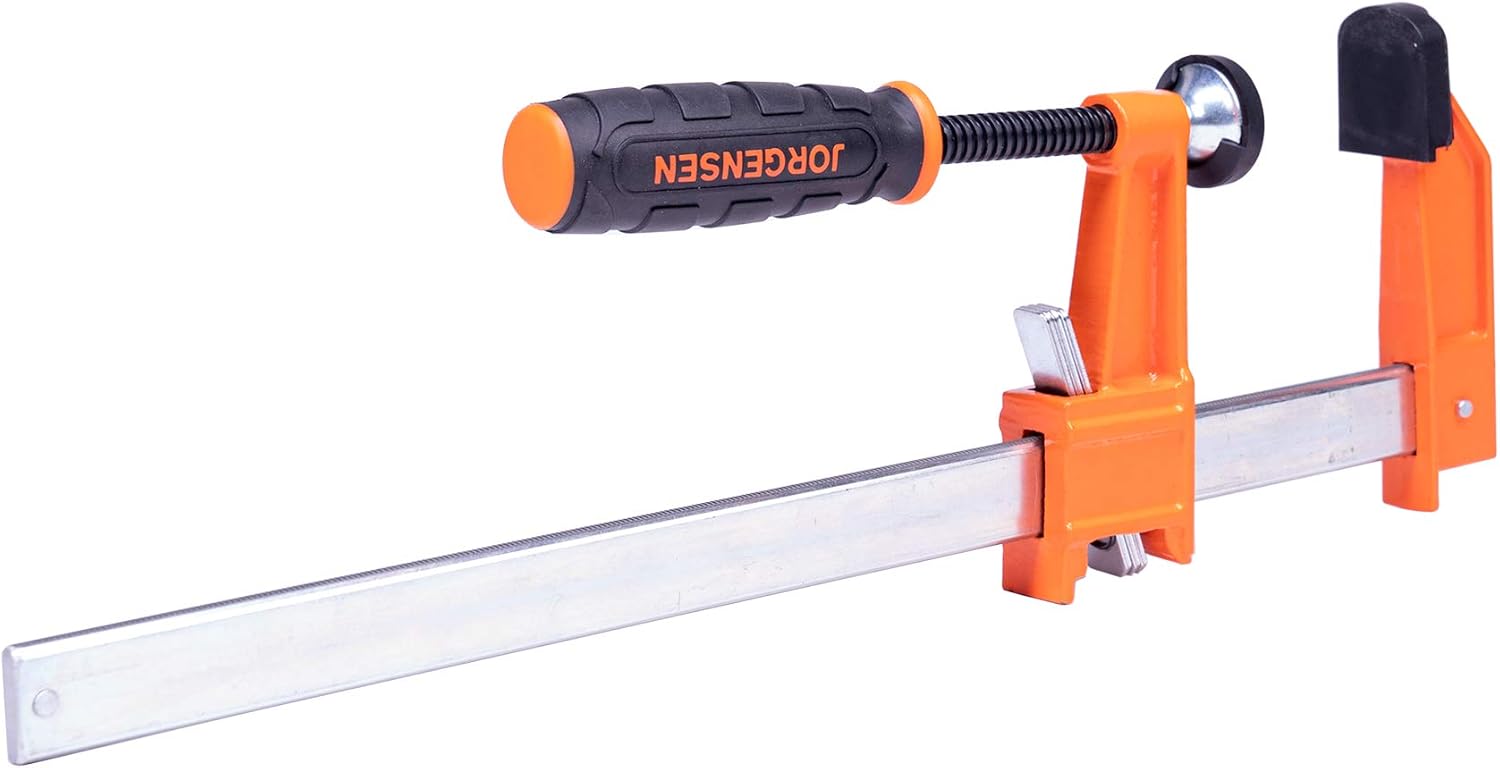 Pony Jorgensen 3712-HD 12-Inch Heavy-Duty Steel Bar Clamp, Orange | 3-Inch Reach Orange Clamp, Non-Marring Pads, Multiple-Disc Clutch