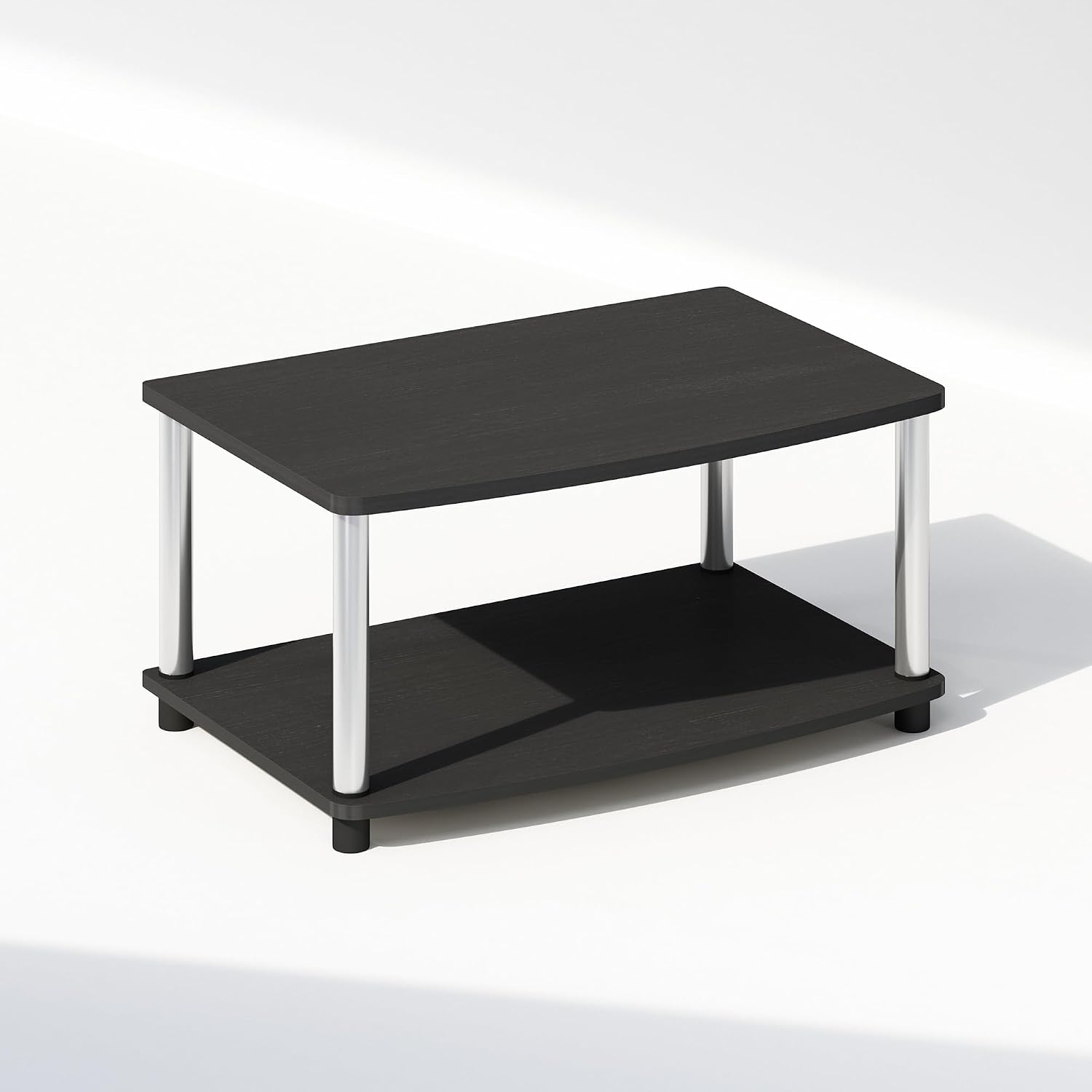 Furinno Turn-S-Tube No Tools 3-Tier Entertainment TV Stands, Dark Cherry and Black