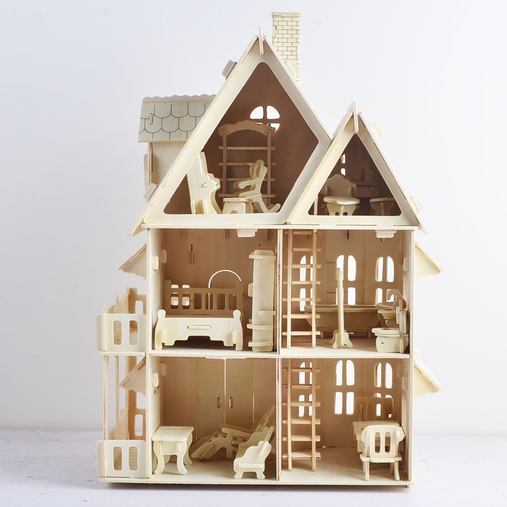 NWFashion Wooden Dream Dollhouse DIY Kits 3D Puzzle for Christmas Party Halloween House (Dream House)