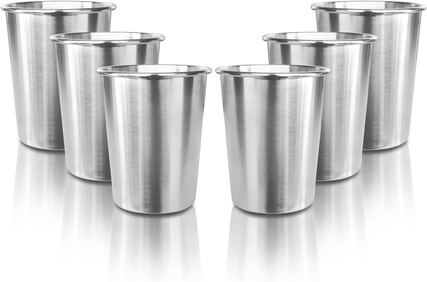 6 Pack 8 oz Stainless Steel Kids Cups, Children's Pint Cups, Stackable Metal Cups, Shatterproof Drinking Glasses