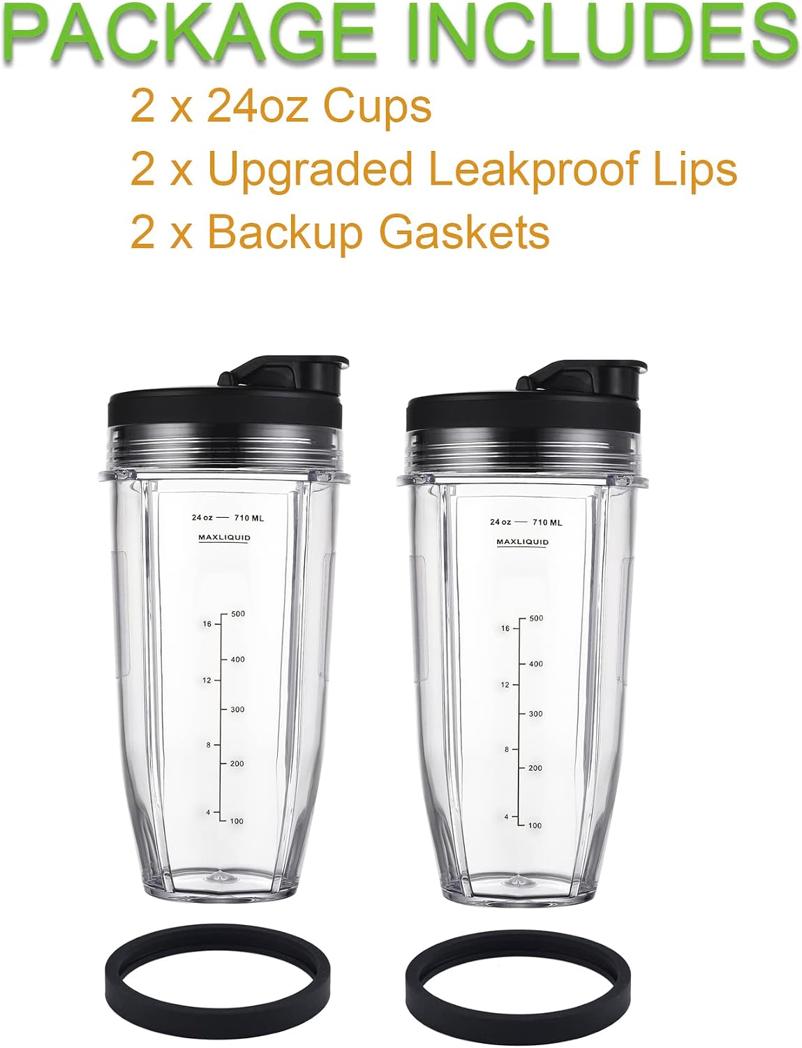 Blender Cups Fit for Ninja, Replacement Parts 16OZ Cups with Lids