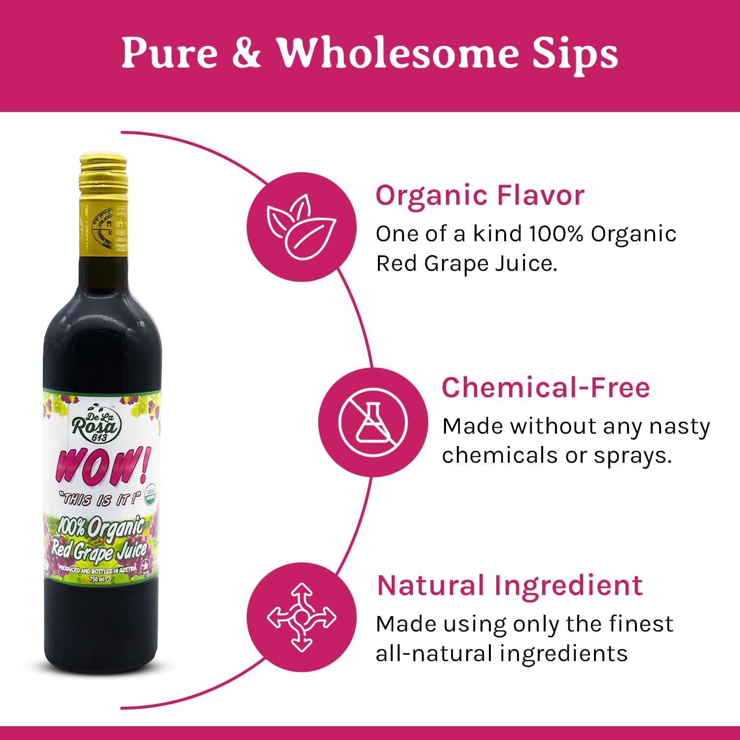 De La Rosa Organic Austrian Kosher Red Grape Juice (25.4 oz - 2pack)