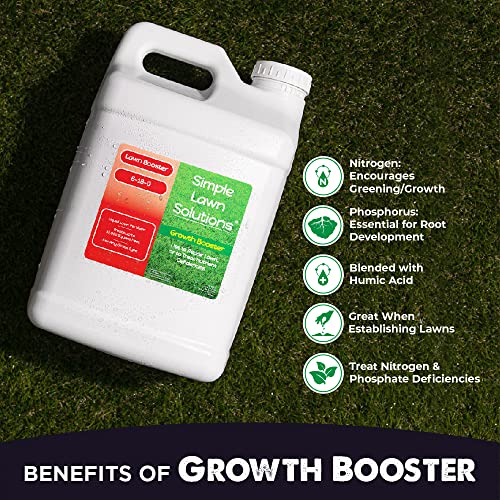 Extreme Grass Growth Lawn Booster- Liquid Spray Concentrated Starter Fertilizer with Humic Acid- Any Grass Type- Simple Lawn Solutions (32 oz. w/Sprayer)
