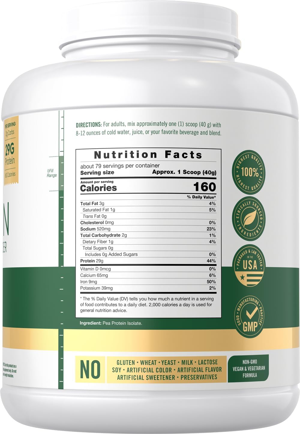 Carlyle Pea Protein Isolate Powder | 7lb | Unflavored | 29G Per Serving | Vegetarian, Non-GMO, Gluten, and Soy-Free
