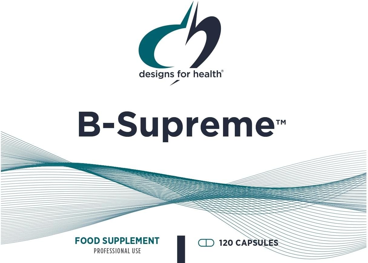 Designs for Health Vitamin B Supreme - B Complex Vitamins for Metabolism, Energy Support + Heart Health - Folate, Vitamin B12, Niacin, Biotin, Vitamin B6 + Thiamine B1 Supplement (60 Vegan Capsules)