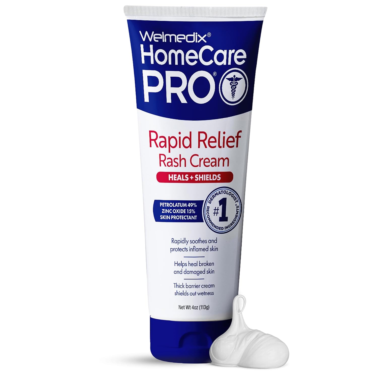 Welmedix Adult Diaper Rash Cream - Maximum Strength Zinc Oxide Cream | Moisturizing Skin Barrier - Fragile Skin Protection Ointment - Diaper Rash Cream for Adults - 4oz Tube