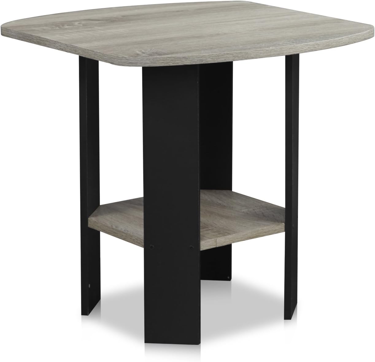 Furinno SIMPLE DESIGN Side Table, 2-Tier Modern End Table with Soft Edges, Open Shelves Night Stand, Bedside Table, for Living Room, Bedroom, French Oak
