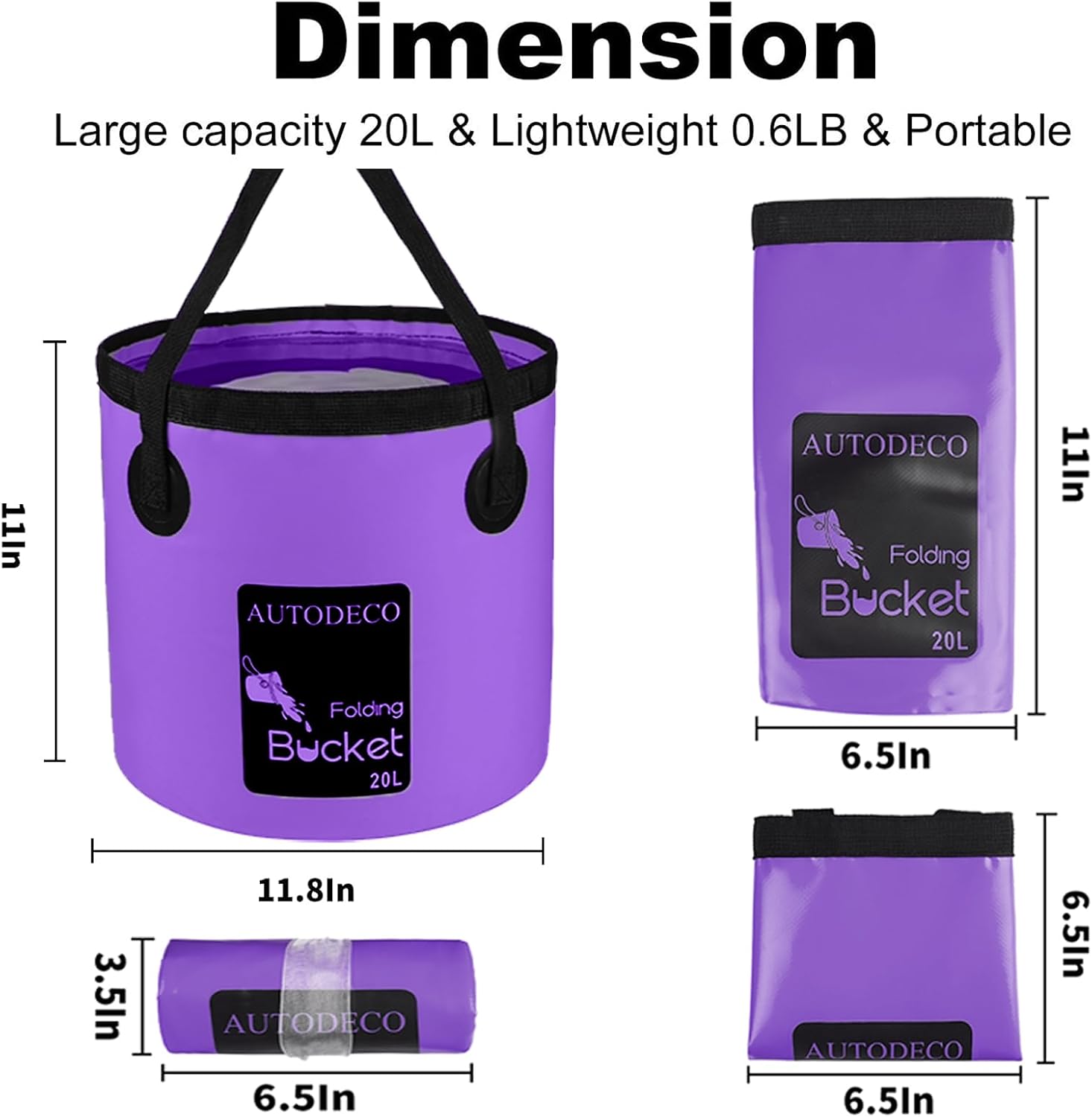 Collapsible Bucket 5 Gallon Container Folding Water Bucket Portable Wash Basin 20L