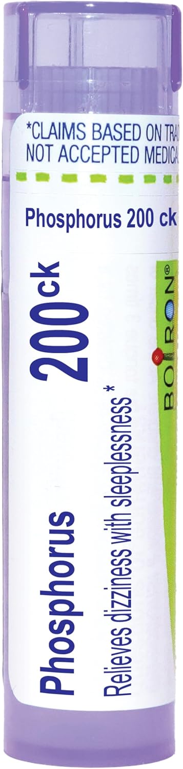 Boiron Phosphorus 200Ck Homeopathic Medicine for Dizziness - 80 Pellets | Single-medicine homeopathic pellets for Dizziness. Size: 80 Pellets.