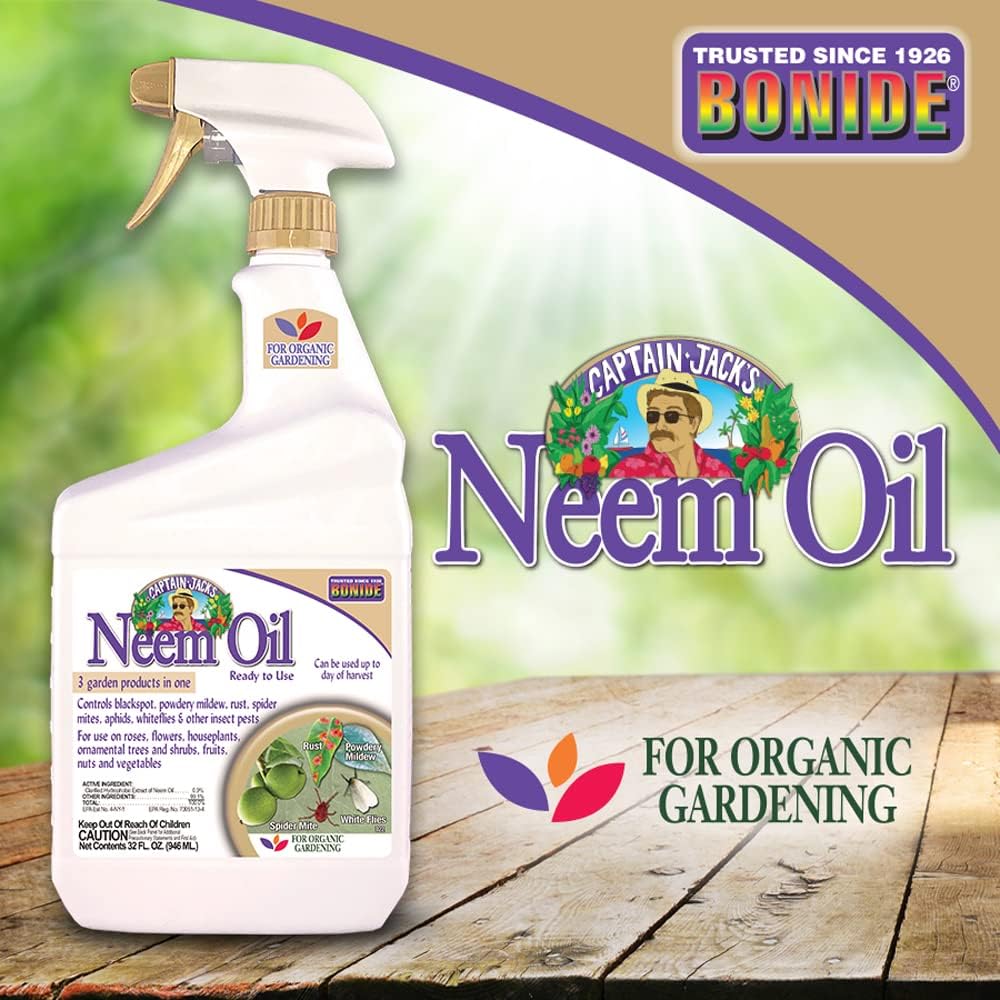 Bonide Captain Jack's Neem Oil, 32 oz Ready-to-Use Spray, Multi-Purpose Fungicide, Insecticide and Miticide for Organic Gardening | Multi-Purpose Fungicide, Insecticide and Miticide, For Plants, For Organic Gardening
