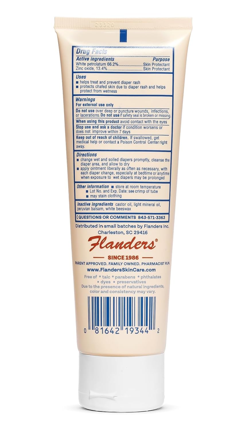 Flanders Buttocks Ointment – Zinc Oxide Diaper Rash Cream, Thick Barrier Paste for Baby & Adult Skin, Heat Rash, Chafing & Irritation Relief - 2 Pack (8oz Total)