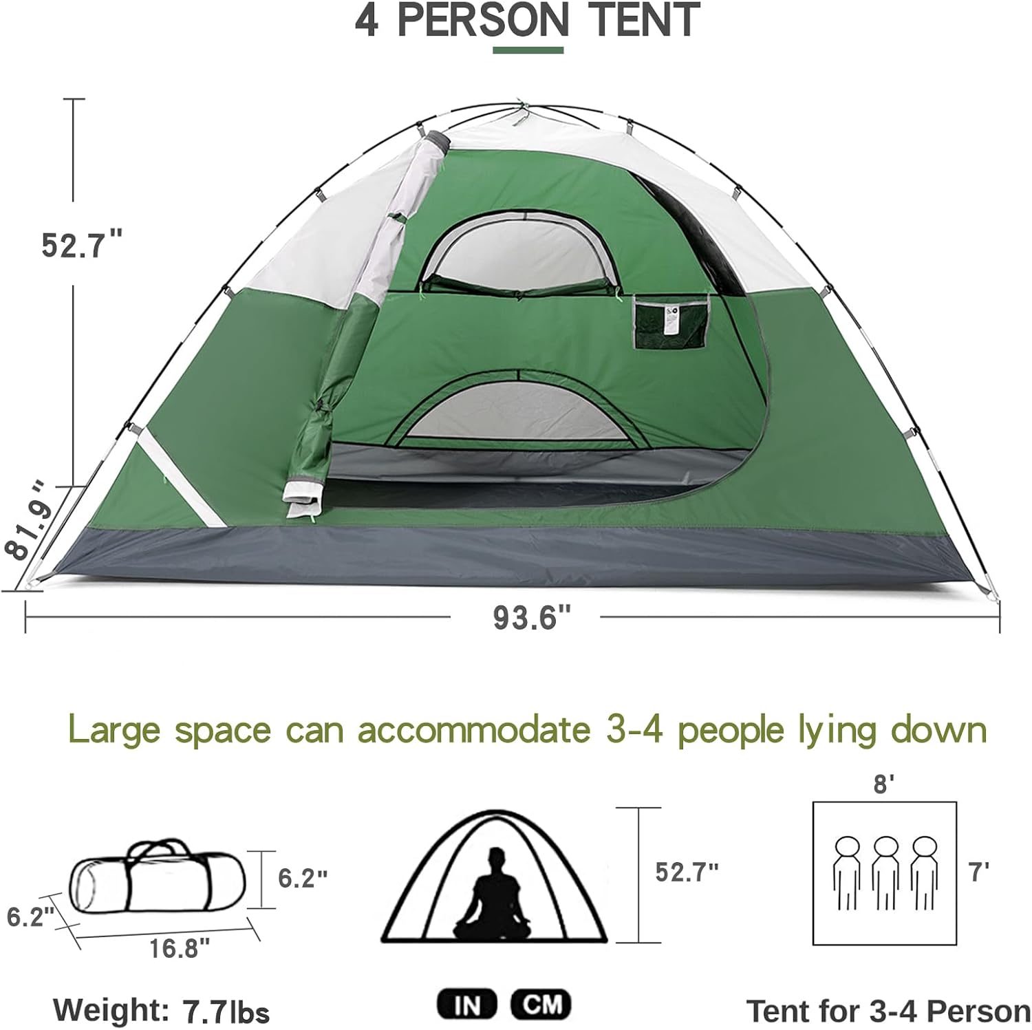 CAMEL CROWN Tents for Camping 2/3/4/5 Person Camping Dome Tent, Waterproof,Spacious, Lightweight Portable Backpacking Tent for Outdoor Camping/Hiking