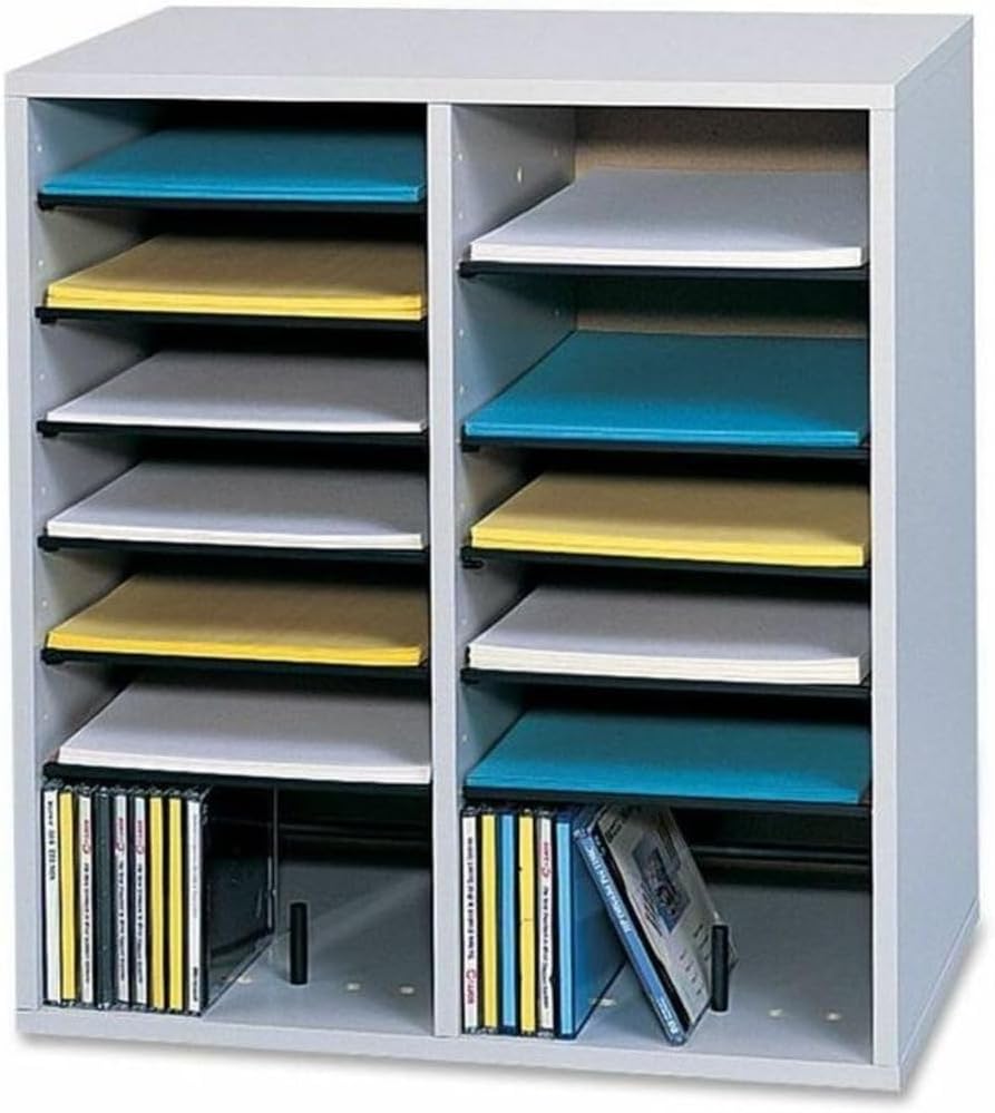 Wood/Laminate Literature/CD Sorter, 16 Section, 19 1/2 x 11 3/4 x 20, Medium Oak