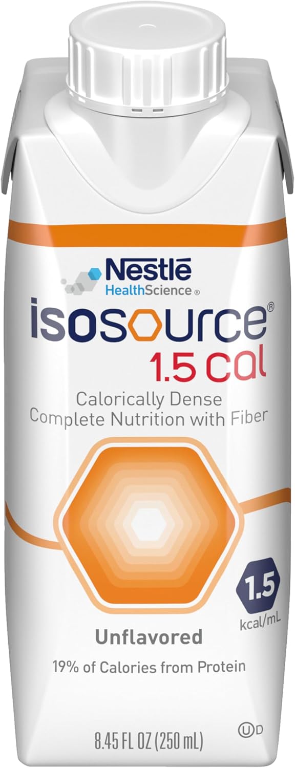 Isosource Complete Nutrition, 1.5 Calorically Dense Formula with Fiber (1.5 kcal/mL), Tube Feeding Formula, Unflavored, 8.45 Fl Oz, Pack of 24
