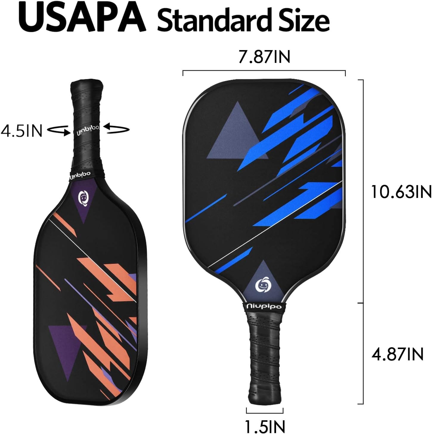 niupipo Pickleball Paddles Set of 2 or 4, USAPA Approved Fiberglass Pickleball Paddle Set with Balls and Bag, Polypropylene Honeycomb Core