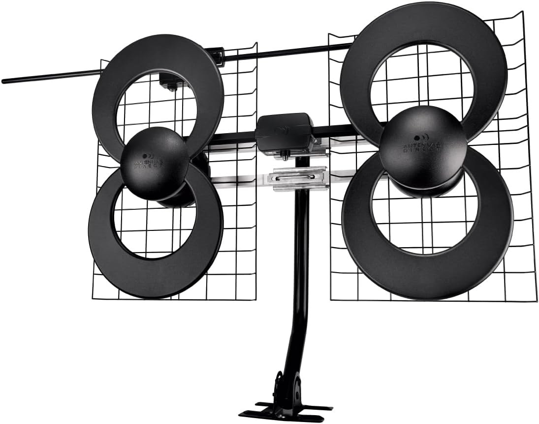 Antennas Direct ClearStream 4V Indoor Outdoor TV Antenna, UHF VHF, Multi-Directional, 70+ Mile Range, 4K 8K UHD, NEXTGEN TV – w/ 20-inch Mast (Black)