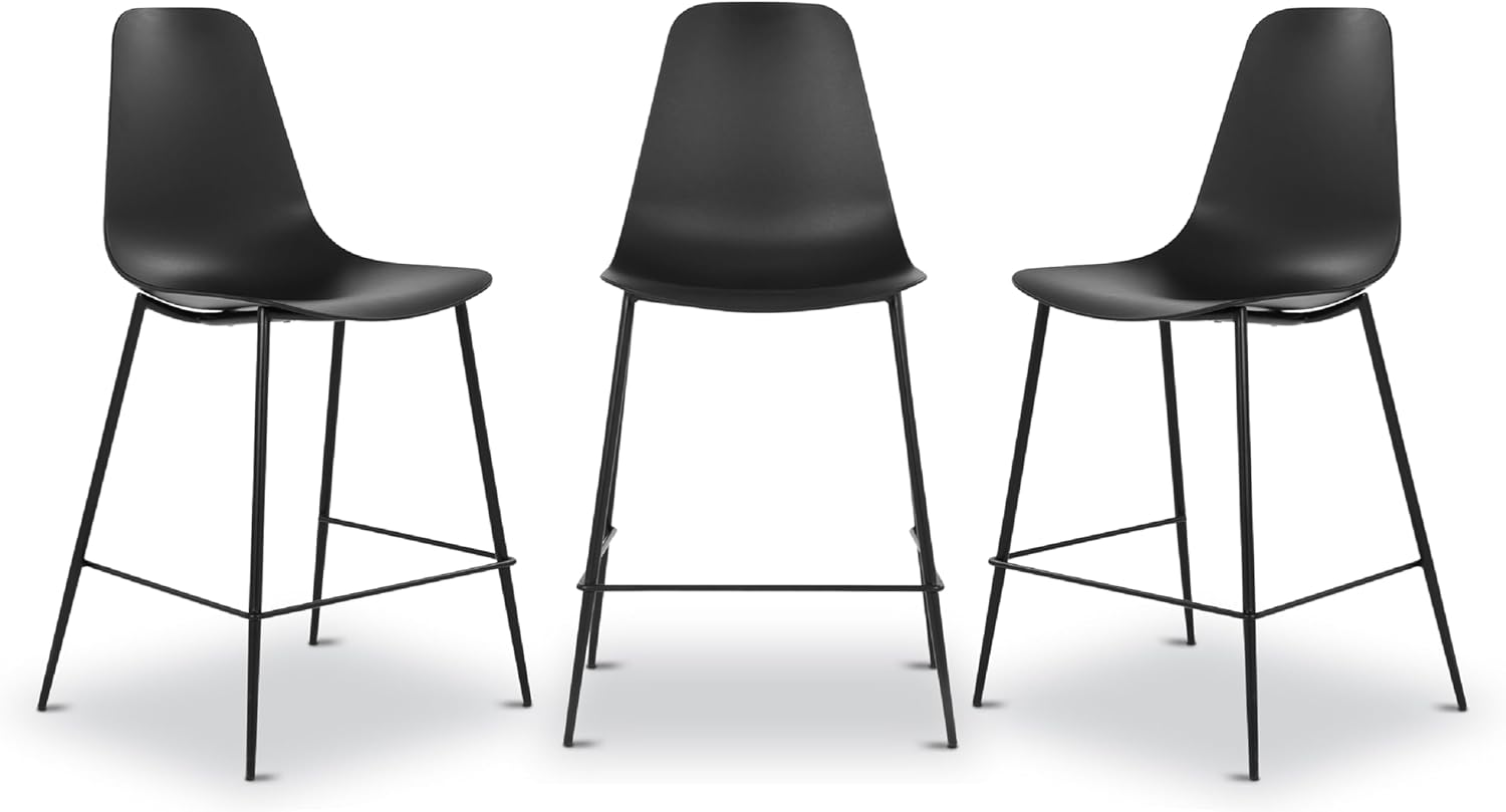 Poly & BARK Isla Modern Kitchen Chairs Set of 4 - Plastic Dining Chair with Metal Legs - Quick Assembly Simple Cafe Chairs Plastic for Indoor or