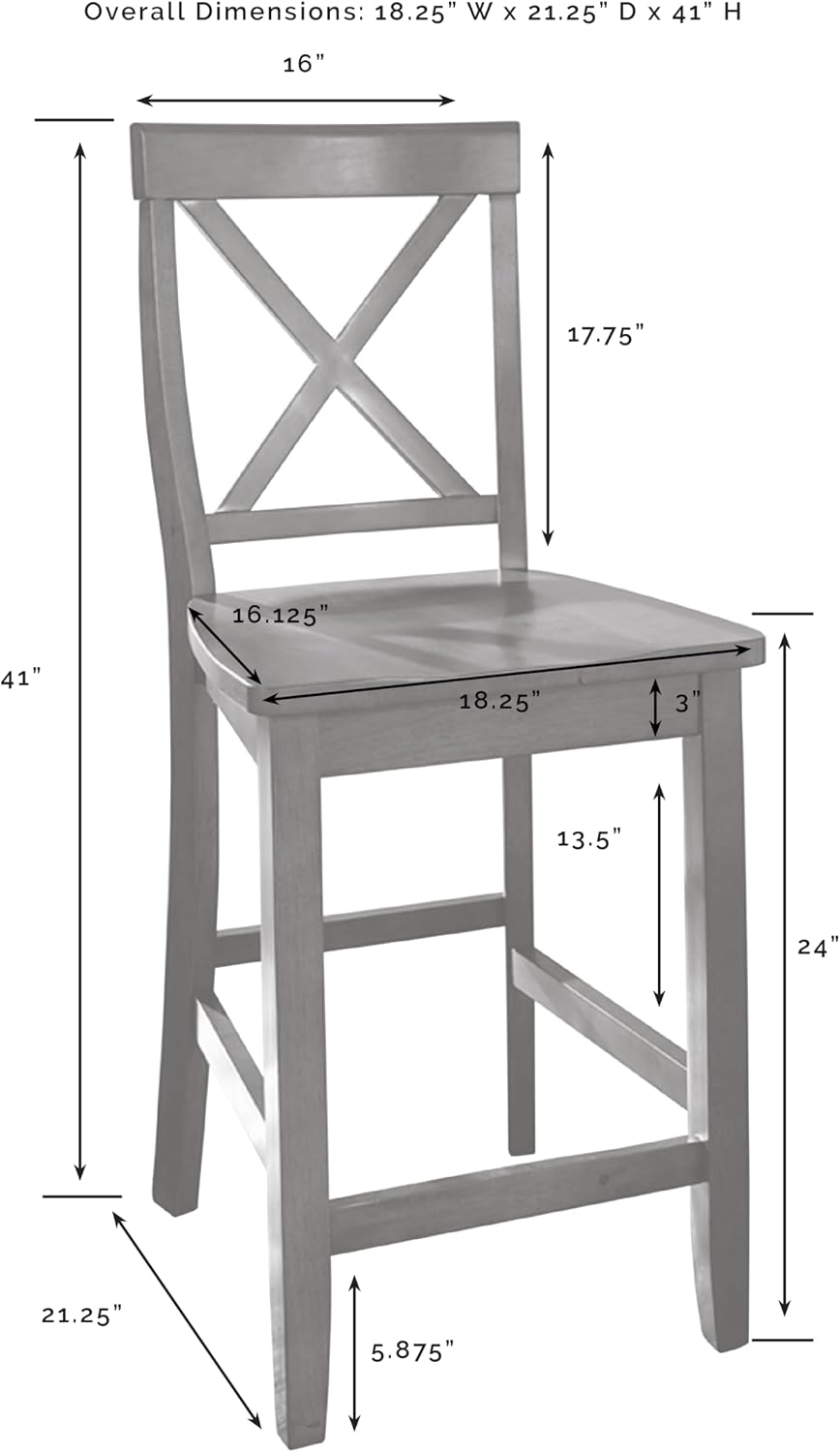 Crosley Furniture X-Back Wood Bar Stools Set of 2, Black, 30-inch