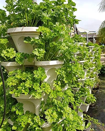 Mr. Stacky 5-Tier Pink Strawberry and Herb Garden Planter - Stackable Gardening Pots with 10 Inch Saucer
