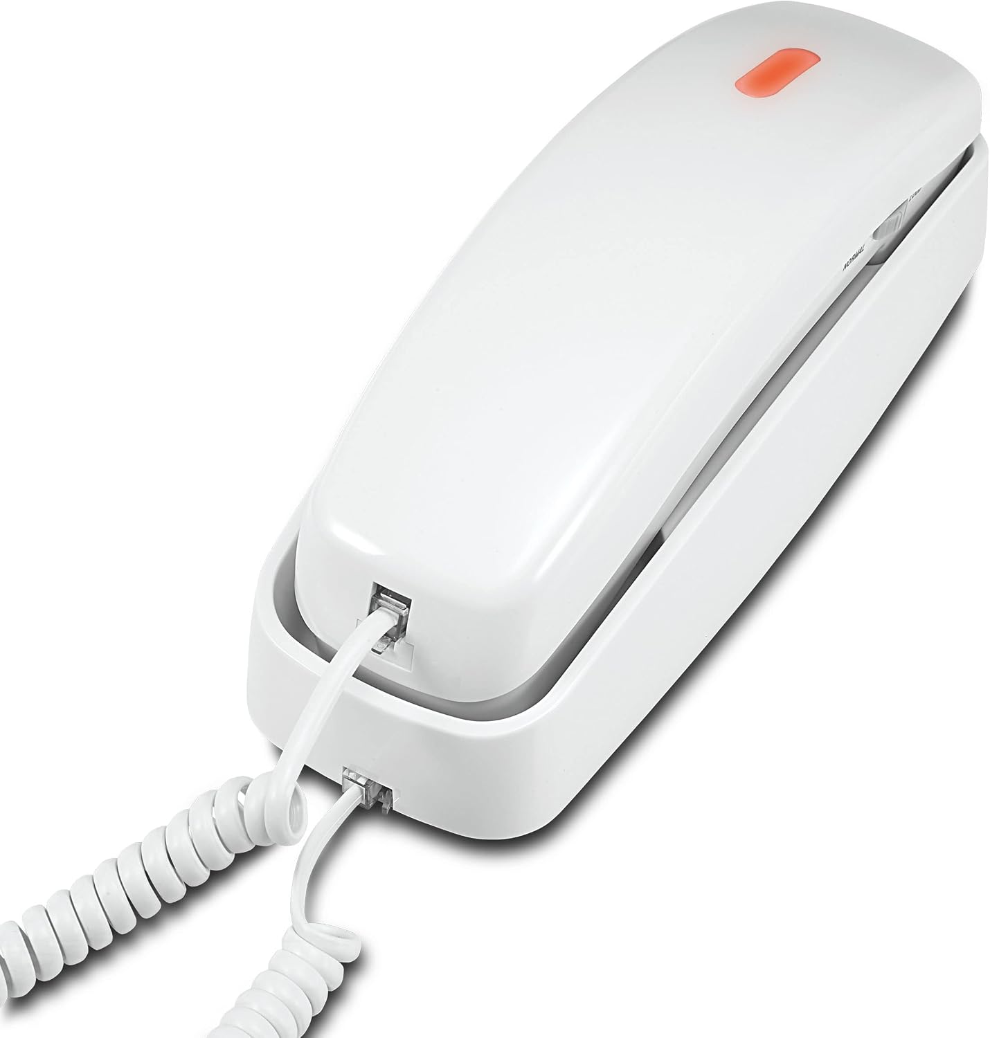 AT&T Trimline Corded Phone, No AC Power Needed, Extra Large Buttons, Visual Ringer, Lighted Keypad, 10-Number Speed Dial, Wall Mountable, White | 213