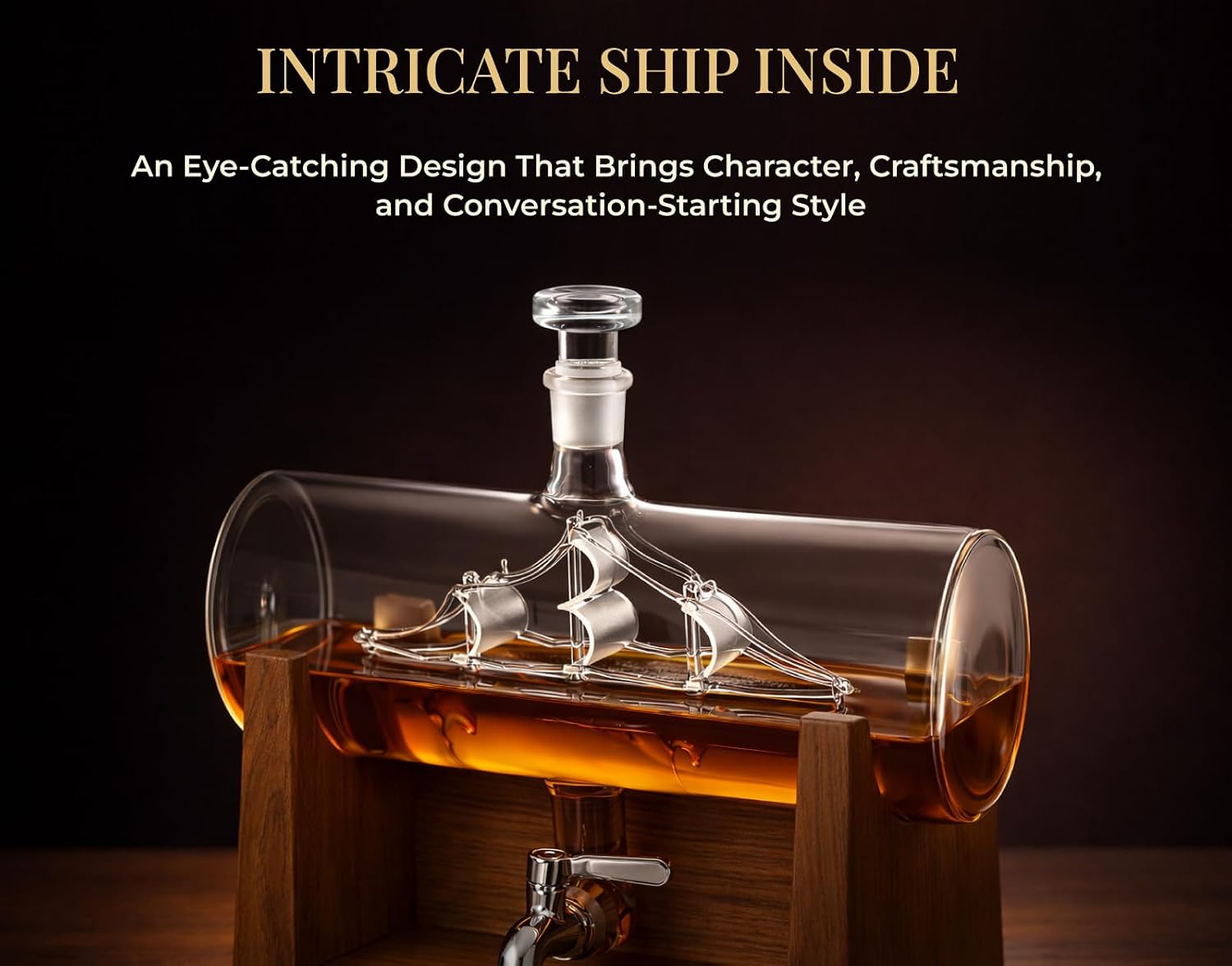 Jillmo Ship Whiskey Decanter Set for Men, 1250ml