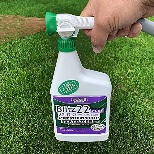 Live Earth Products Blitz 22 Plus Premium Turf Fertilizer, 22-0-0 with Humic Acid, 32 Fl. Oz.