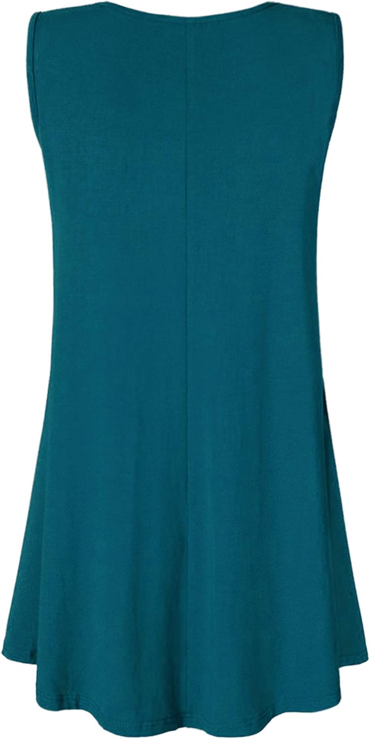 Lock and Love Women Solid Short Sleeve/Sleeveless Tunic for Leggings Swing Tunic Flare Tank Tops S-5XL Plus Size Made in USA
