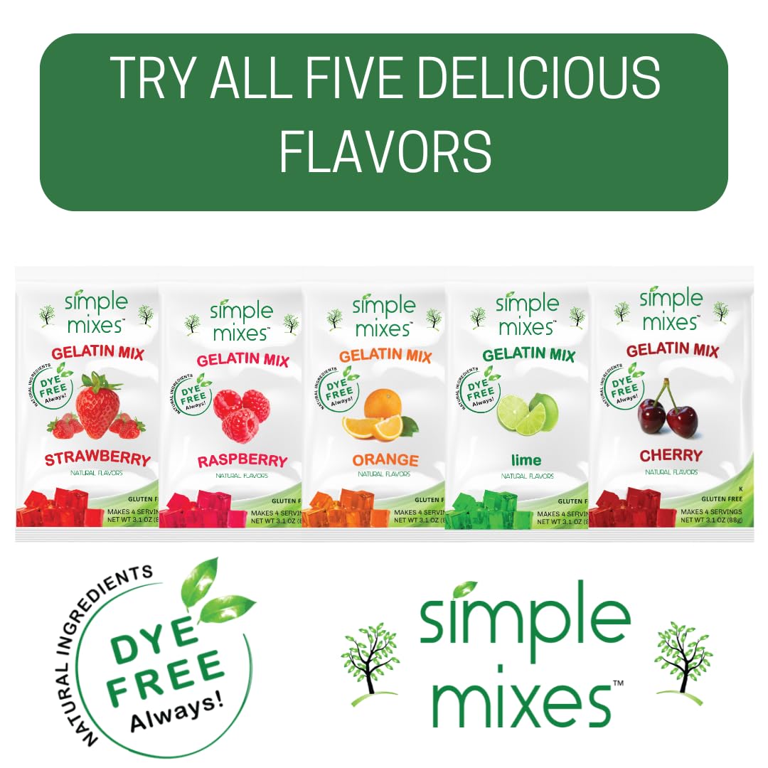 Simple Mixes Natural Gelatin Dessert, Lime, Kosher, 6 Pack of 3.1 oz each
