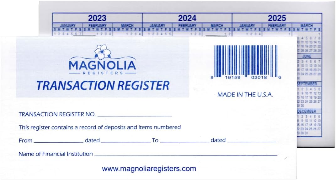 Checkbook Registers, 23-24-25 Calendars, for Personal Checkbook, Transactions Ledgers (10 Checkbook Registers)