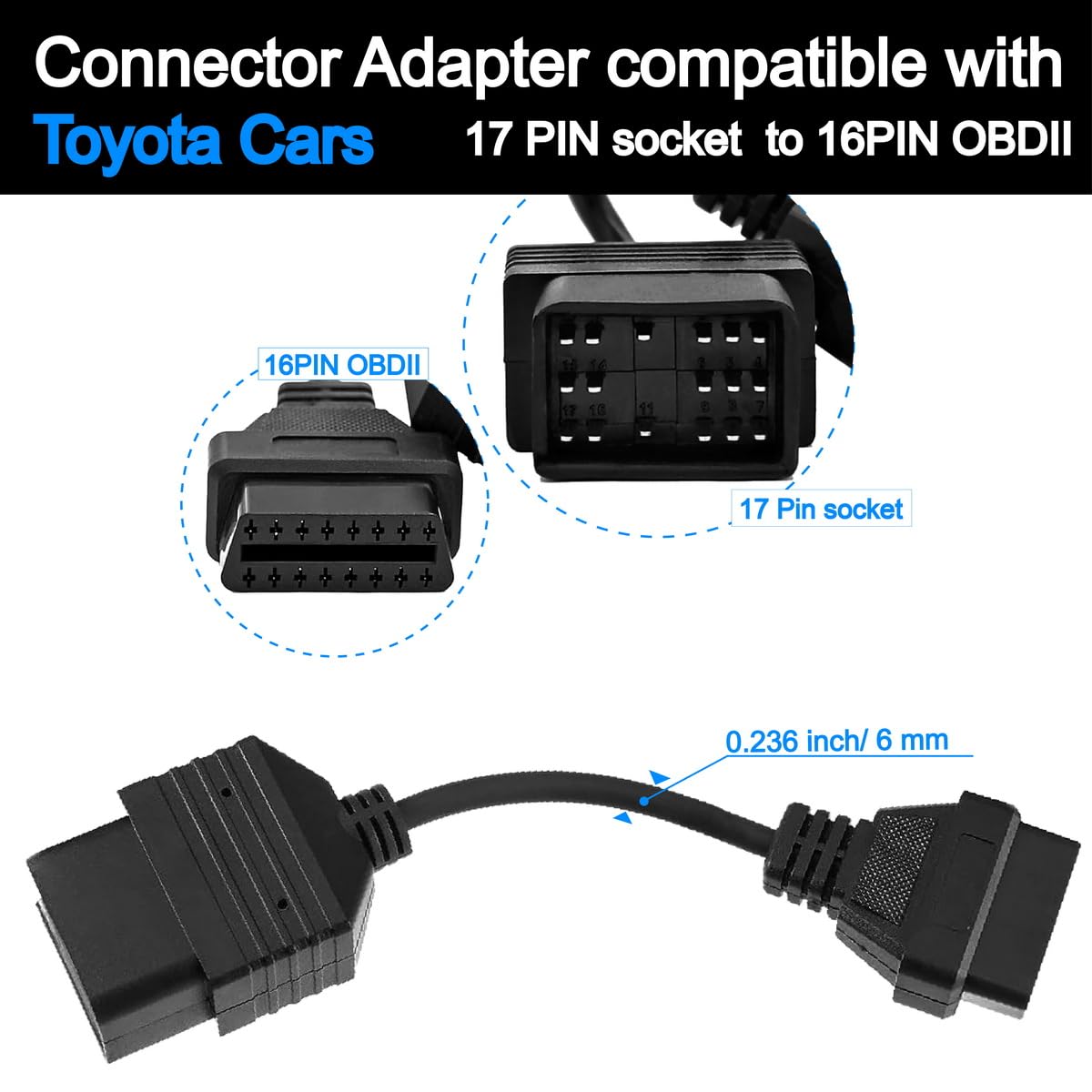 OBD OBD2 16 Pin Connector Diagnostic Adapter Cable Compatible for BMW 20 Pin