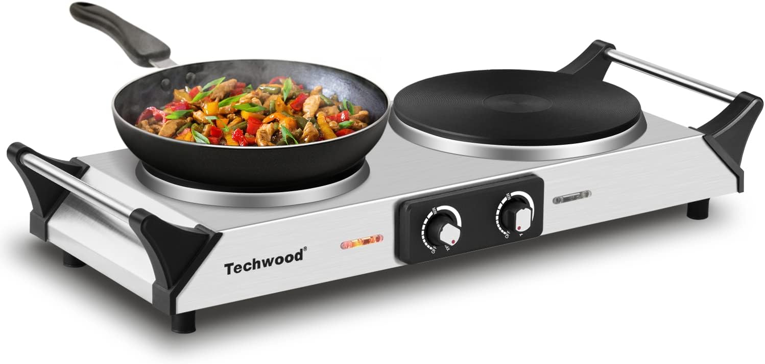 Hot Plate, Techwood Electric Stove for Cooking, 1500W Countertop Single Burner with Adjustable Temperature and Handles