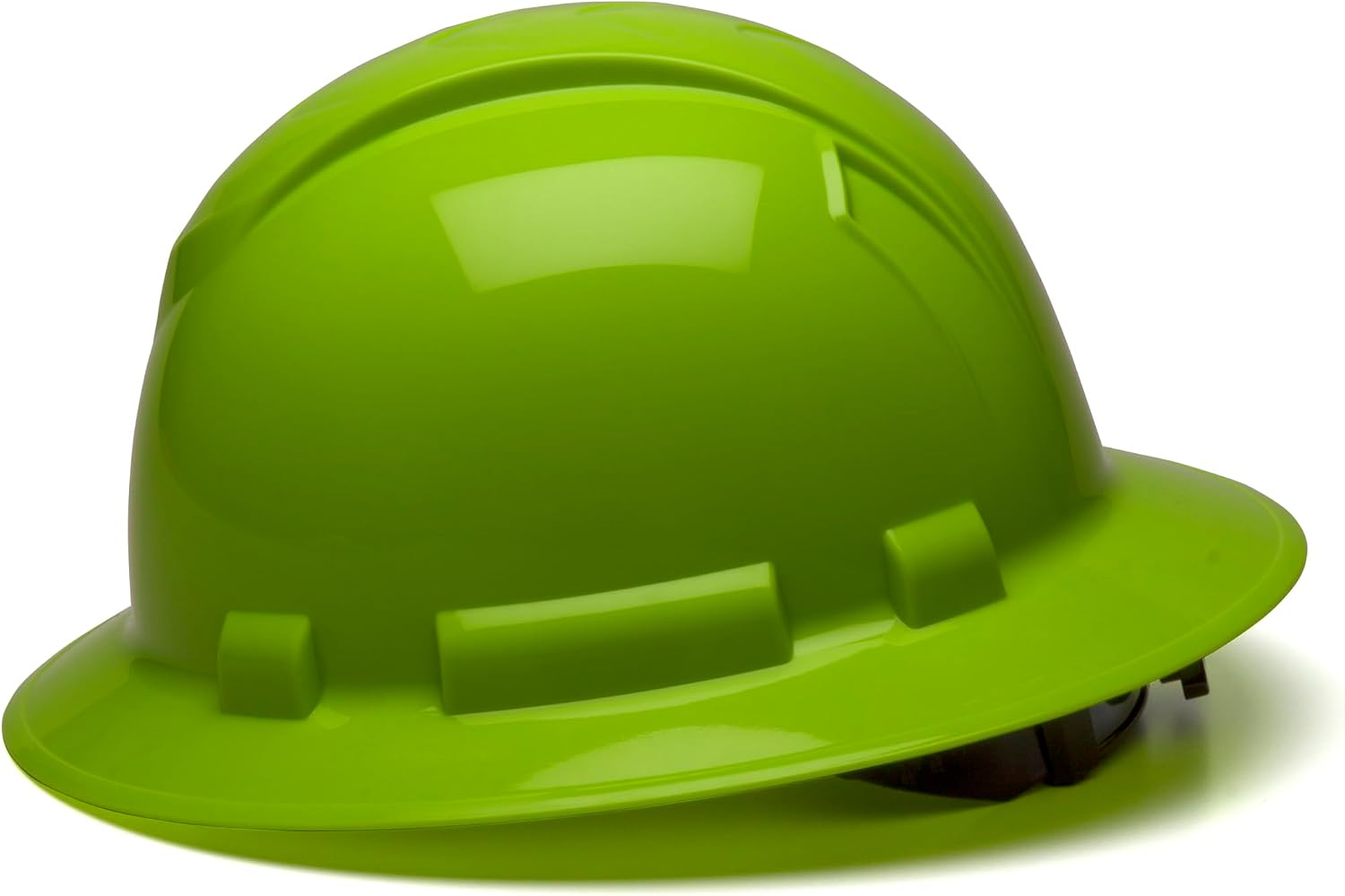 Pyramex Ridgeline Full Brim Hard Hat 4 Point Ratchet White | Full-brim sun & rain protection, HDPE shell, Ratchet suspension, Construction & utility, ANSI Z89.1 Type I Class C/G/E
