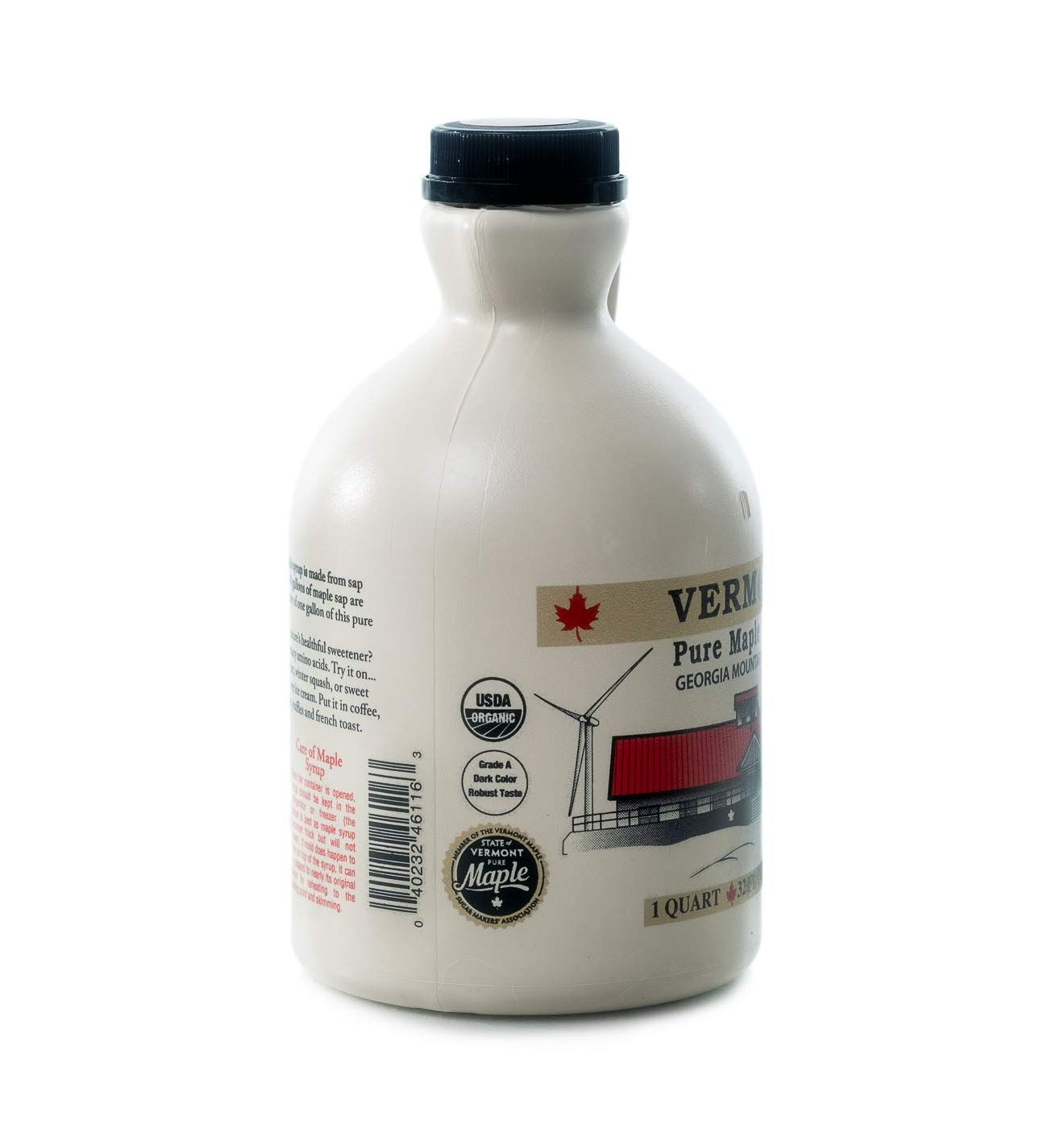 Georgia Mountain Maples of Vermont, Organic Maple Syrup, Dark Color Robust Taste, 32 Ounce