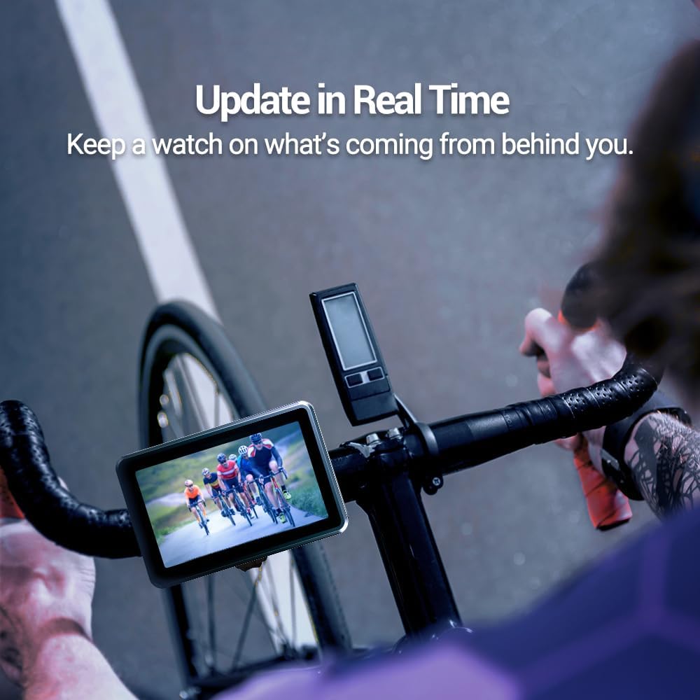 FEISIKE Handlebar Bike Mirror, Bicycle Rear View Camera with 4.3'' HD Night Vision Function, 145° Wide Angle View, Adjustable Rotatable Bracket