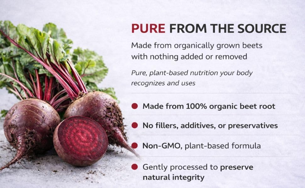 Chérie Sweet Heart Organic Beet Root Powder – Raw, Non-GMO, 1 LB – Natural Energy Boost, Supports Circulation, Detox, & Heart Health – Vegan, Gluten-Free