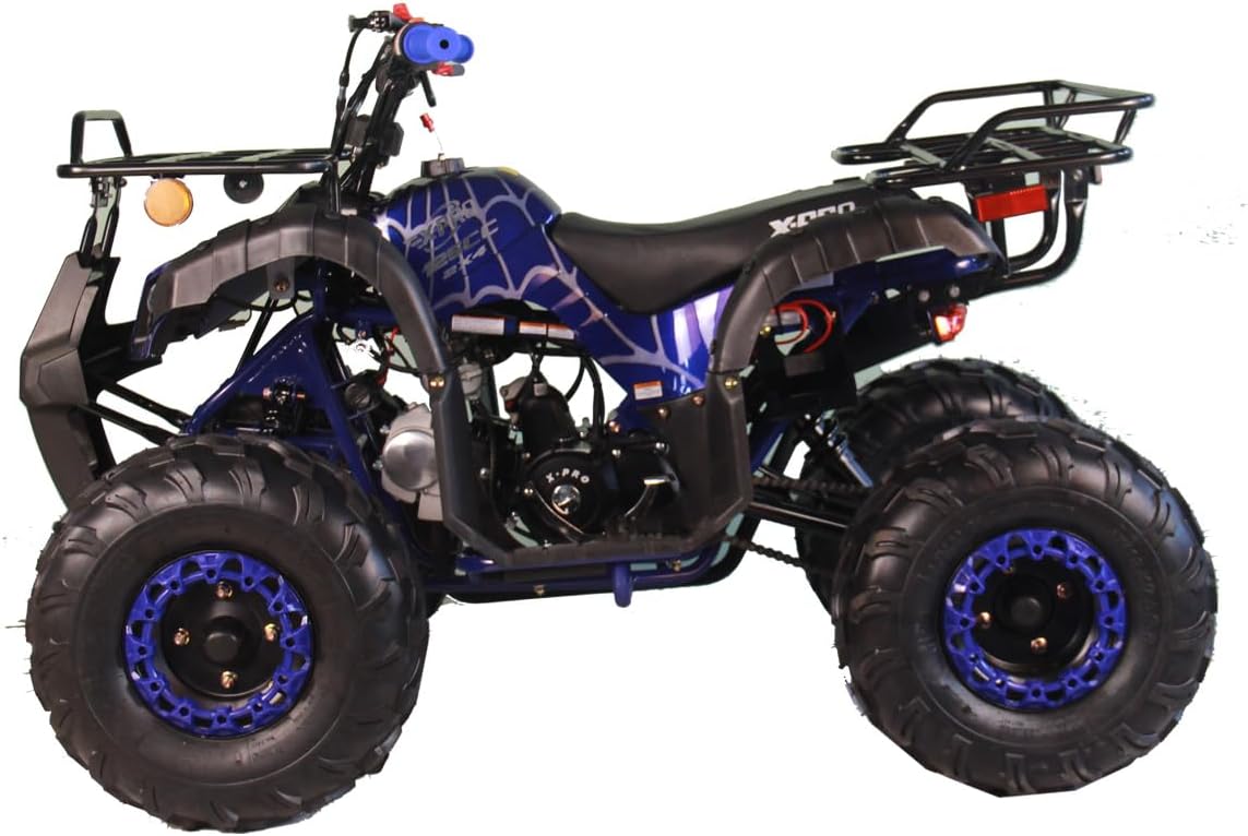 X-PRO 125cc ATV 4 Wheels Quad 125 ATV Quads with LED Lights, Big 19"/18" Tires!（Army Black）