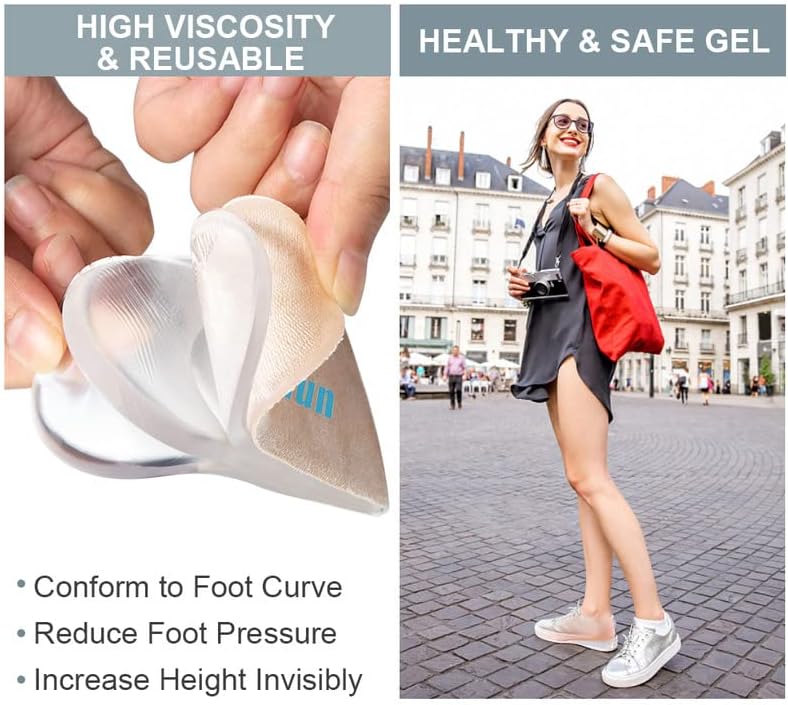Sumifun Heel Lift, 4-Layer 1 Inch Gel Shoe Lifts for Women Uneven Legs, Adjustable Orthopedic Heel Lifts for Heel Pain and Leg Length Discrepancy