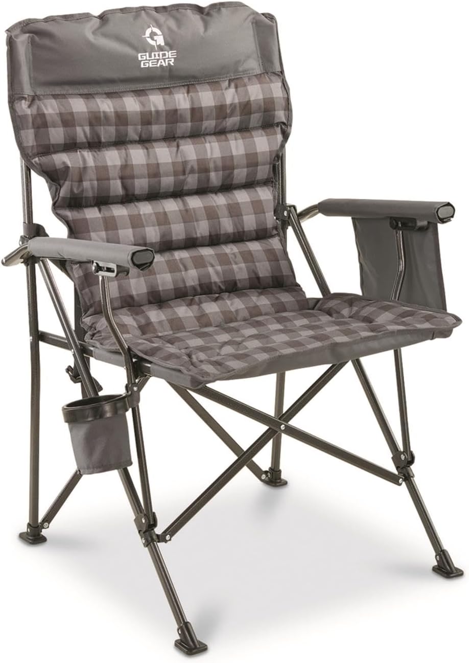 Guide Gear Oversized XL Comfort Padded Mammoth Camping Chair; Includes Carry Bag, Portable, Folding, Large Camp Lounge Chairs for Outdoor, Adults, Men and Women, Heavy-Duty 500-Pound Capacity Green