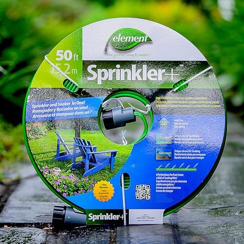 Element Sprinkler+, Sprinkler and Soaker Hose Combo, 25' Length, Green