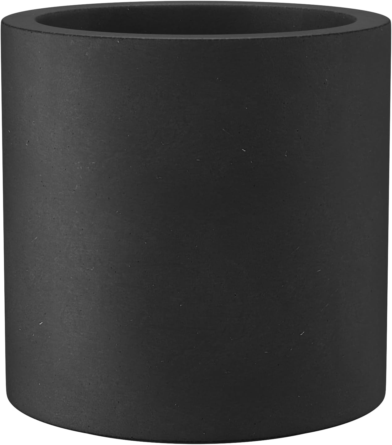 Kante Large Round Cylinder Charcoal Concrete Planter 15.8" Tall, Outdoor