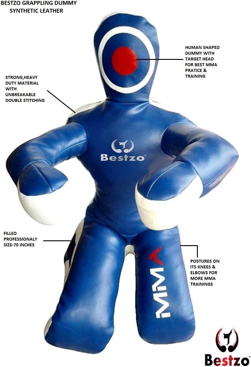Bestzo MMA Martial Arts Brazilian Grappling Dummy Jiu Jitsu Punching Bag Sitting Position-Unfilled Hands on Front