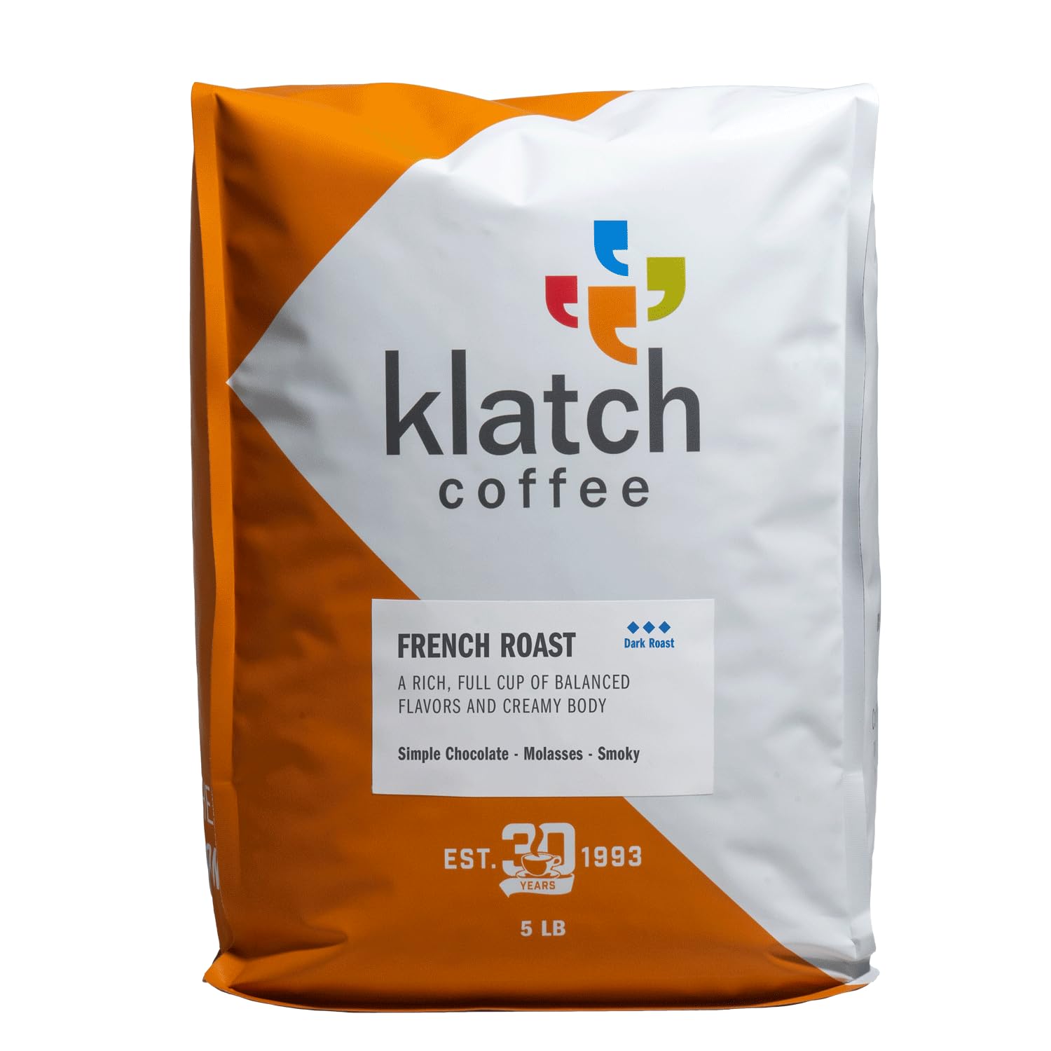 Klatch Coffee French Roast Blend Dark Roast, 5 Pounds, Whole Bean