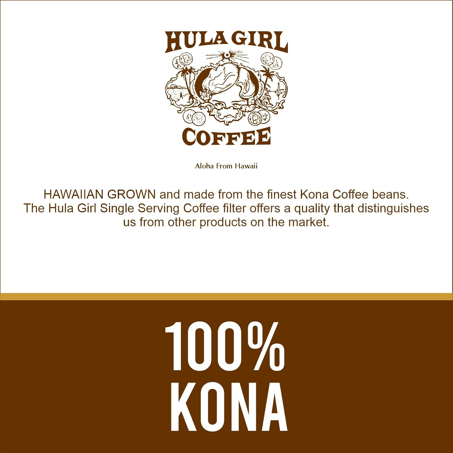 Hula Girl 100% Kona Coffee, Single Serve for Keurig K-Cup Brewers, Medium Roast, Works in the New K2