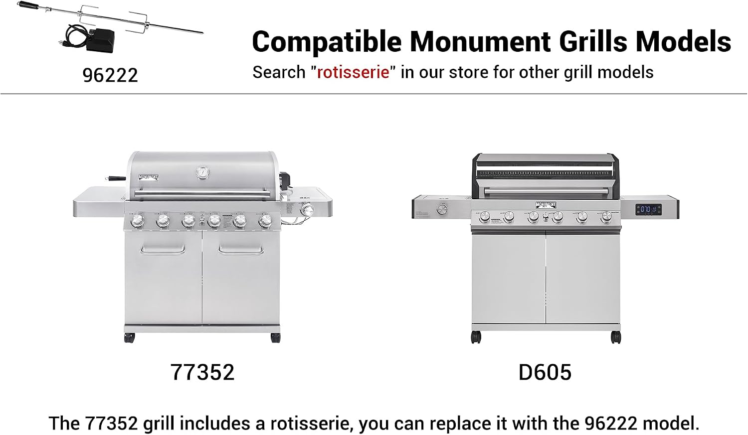 Monument Grills 96222 6-Burner Rotisserie Kit