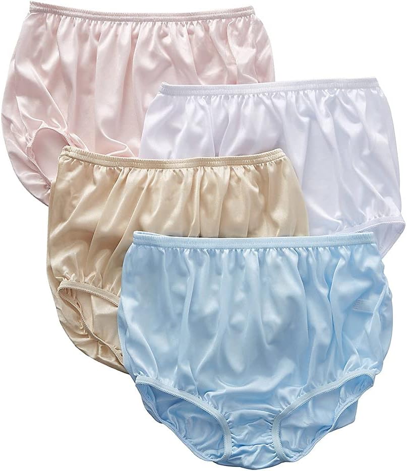 Teri Women's 331 Plain Jane Classic Nylon Silky-Smooth Lightweight Breathable Full Coverage Brief Panty - 4 Pack