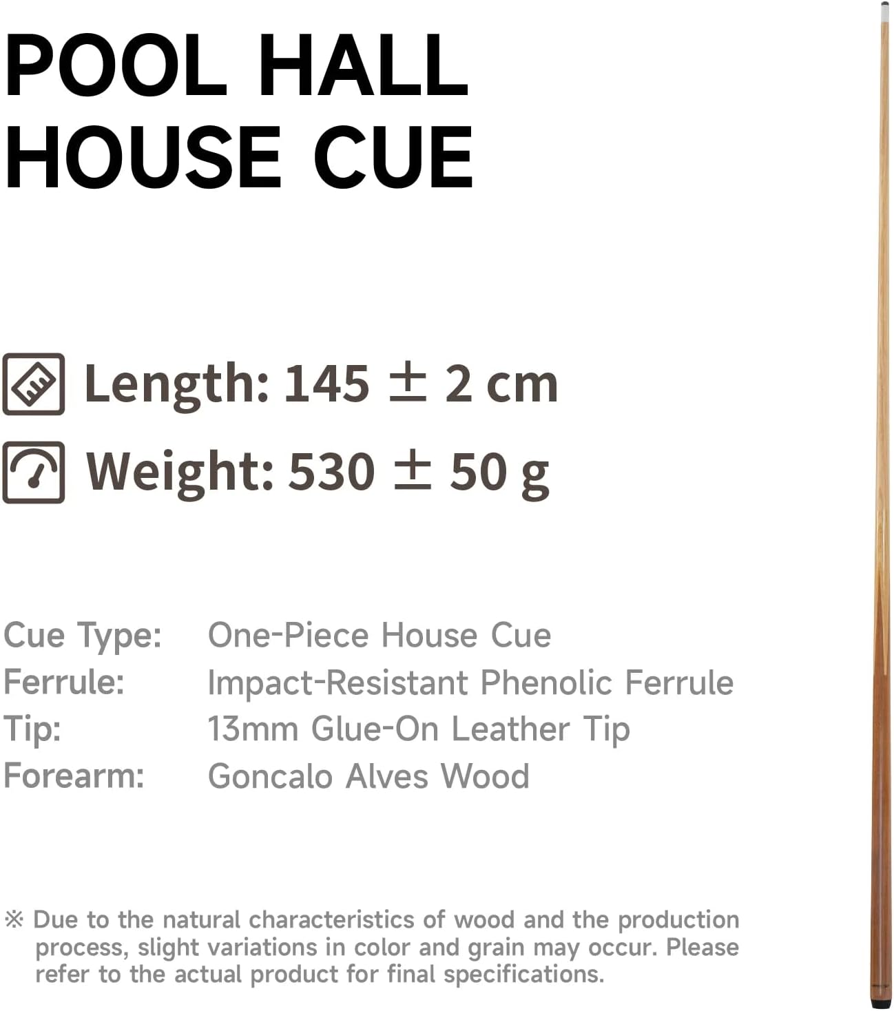 Set of 6 Pool Cues 57" One-Piece Hardwood Billiard Cue Sticks | One-piece